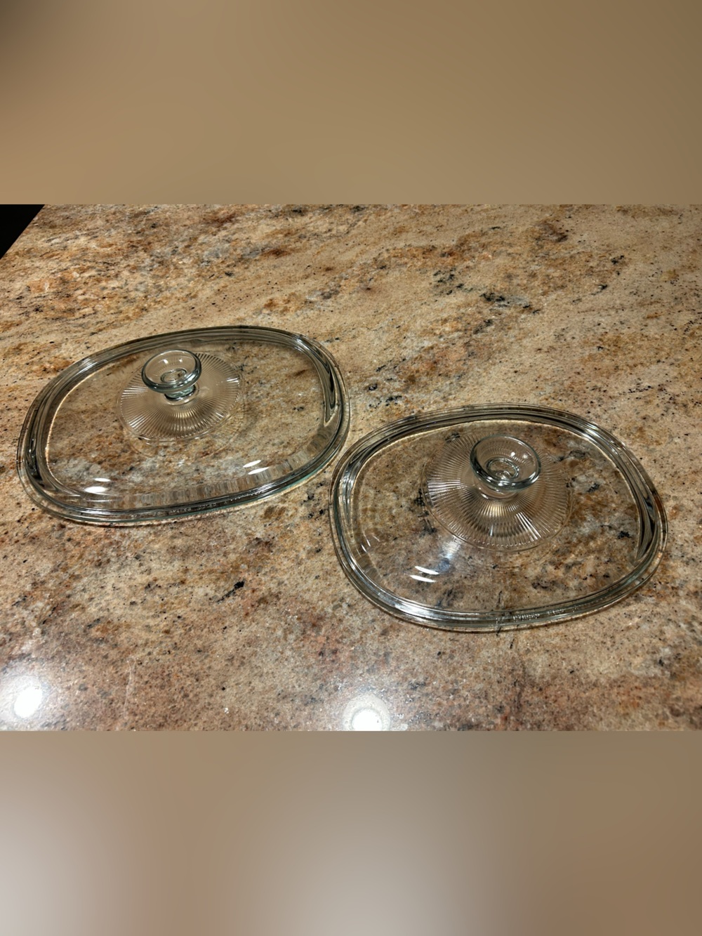 2 Pyrex Glass Oval Lids #F12C & #DC 1.5 Fits Corningware Oval French White.